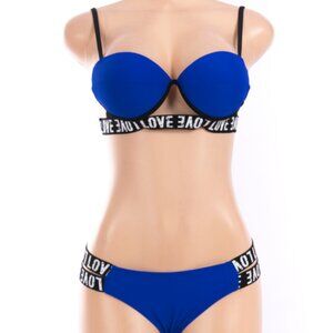NWOT Royal Blue Bikini, Love Border , Padded  Underwire Top, Adj. Straps…